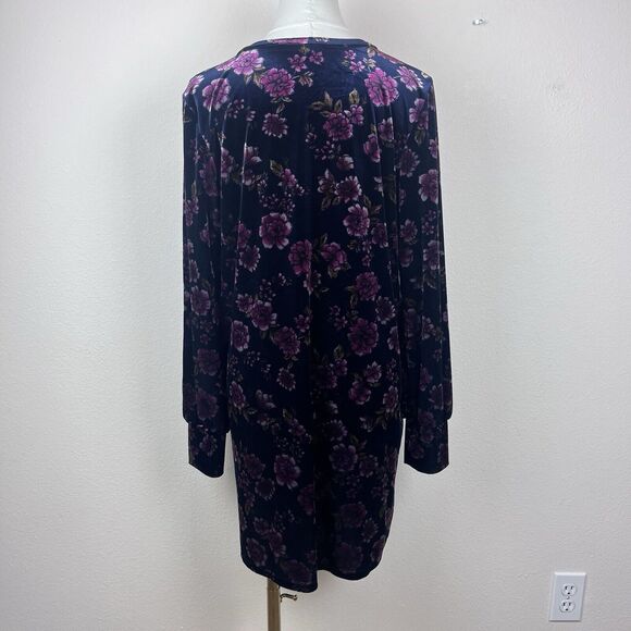 1 State Dress Womens Medium Mini Floral Velvet Velour Holiday Soft Whimsigoth - Picture 2 of 11